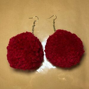 Chic Red Pom Pom Earrings